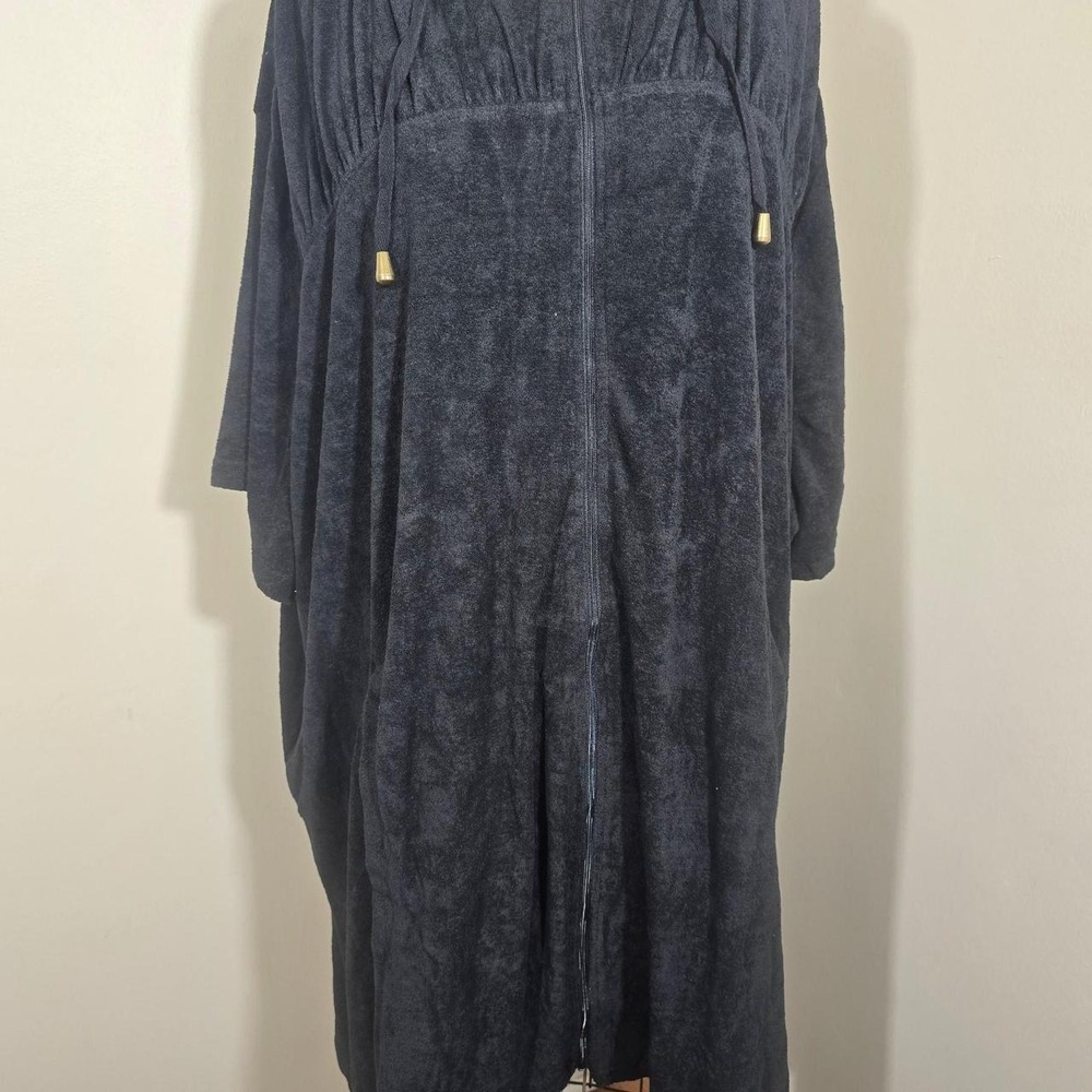 Swimsuits For All black terry zip-front hooded cover-up size 38/40